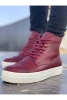 Ch029 Cbt Vulcanized Lace Up Erkek Bot Bordo