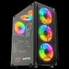 RAMPAGE HOLLOW 650W 80+ Mesh Panel  Tempered Camlı 4*RGB Fan  Control Gaming Kasa