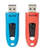 SanDisk Ultra 64GB, USB 3.0 Flash Drive 130MB/s read- Twin Pack (Blue and Red)