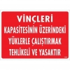 Vinçleri Kapasitesinin Üzerindeki Yüklerle Çalıştırarak Tehlikeli Ve Ya Uyarı Levhası 25x35 KOD:1334